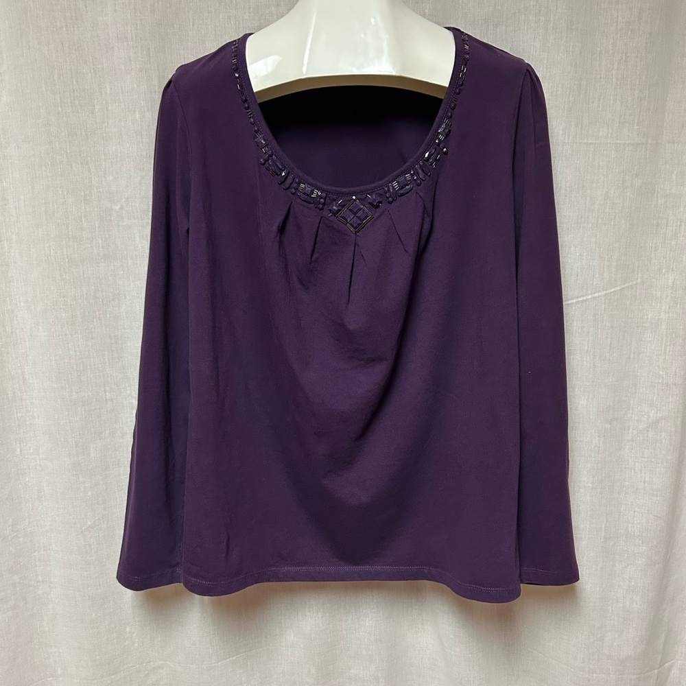 Women's Top 1X-1XG henna purple 100% cotton long sleeve NWT comfortable party